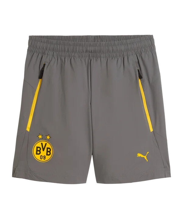 puma borussia dortmund pumatech relaxed woven short gray f21