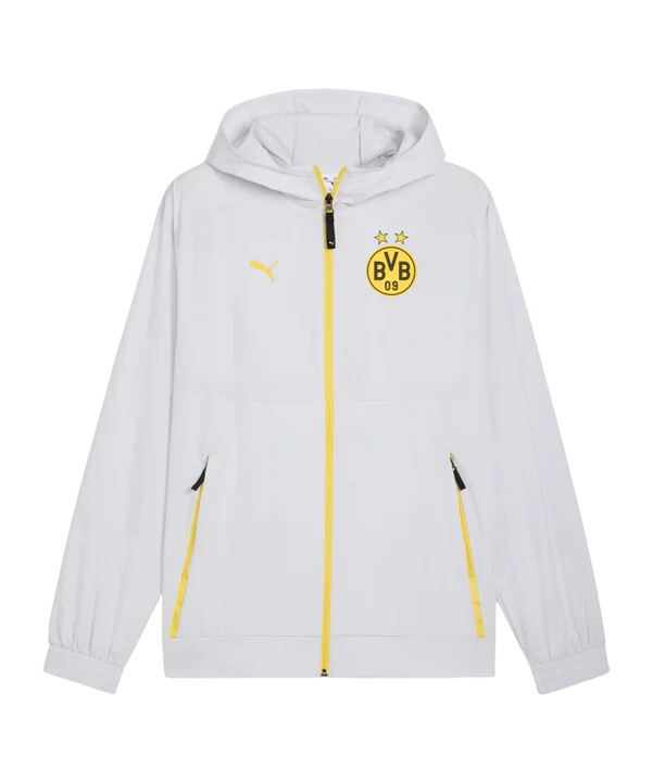 puma borussia dortmund pumatech tkaná bunda šedá f18