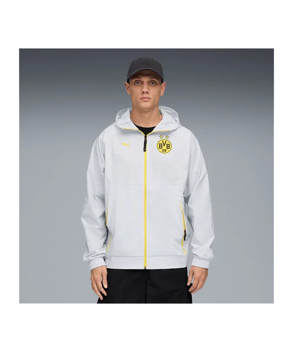 puma borussia dortmund pumatech tkaná bunda šedá f18
