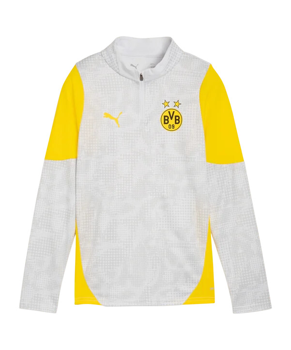 puma borussia dortmund tréninková mikina s 14 zipem pro děti šedá f18