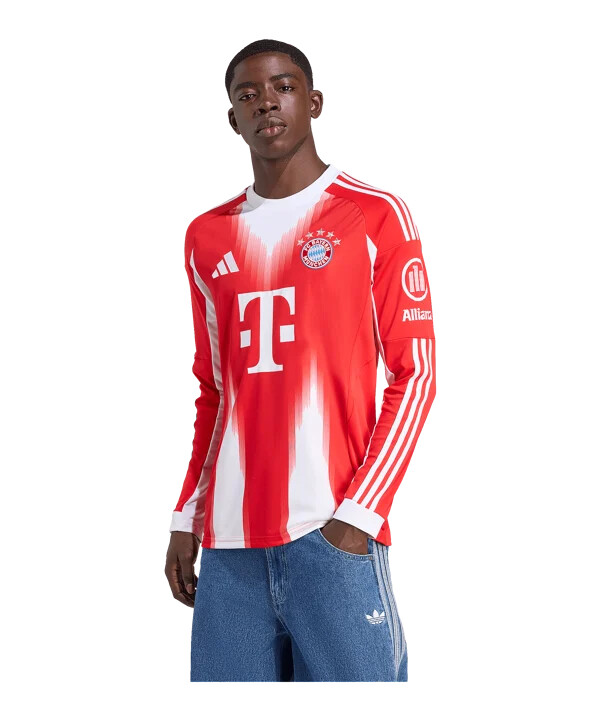 domácí dres adidas fc bayern mnichov s dlouhým rukávem 20252026 červený