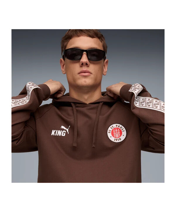 mikina s kapucí puma fc st. pauli king hoody brown f01