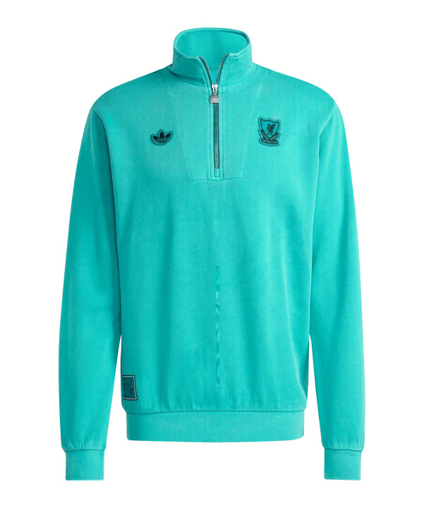 mikina adidas fc liverpool icon s poloviční zipem zelená
