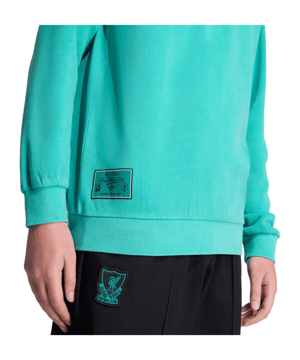 mikina adidas fc liverpool icon s poloviční zipem zelená