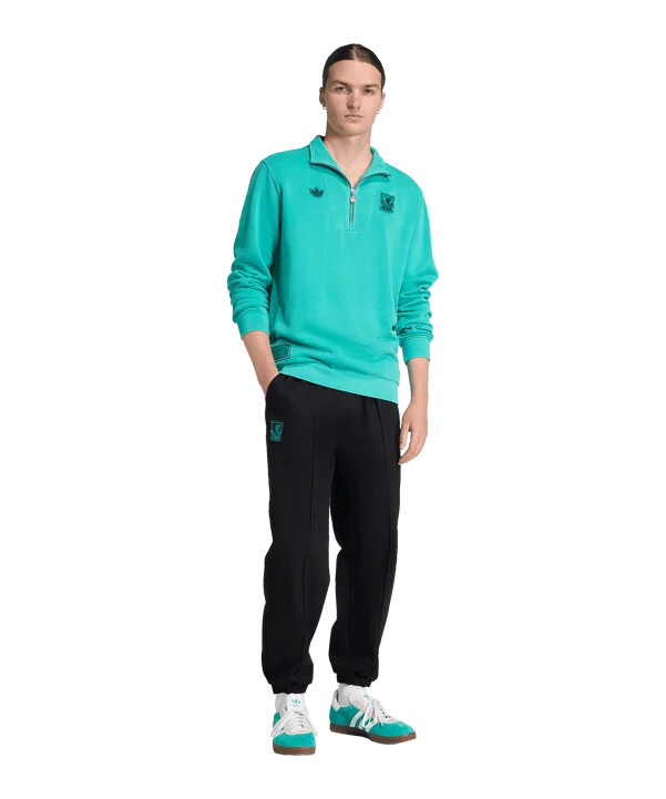 mikina adidas fc liverpool icon s poloviční zipem zelená