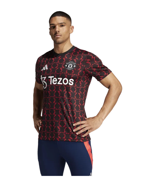 adidas manchester united předzápasový dres 20242025 černý