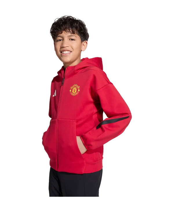 dětská mikina s kapucí adidas manchester united anthem červená