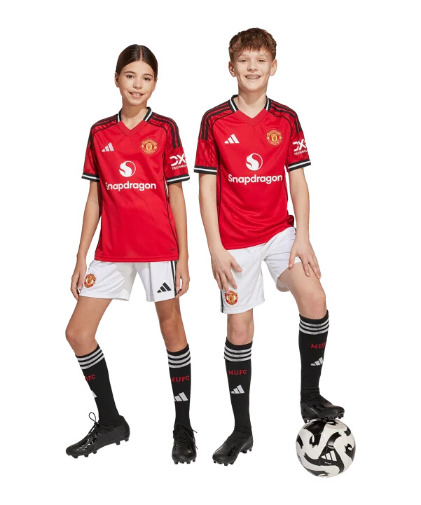 dětské kraťasy adidas manchester united home 20252026 bílé