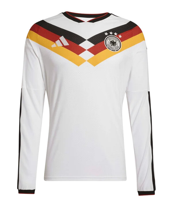 adidas dfb německo autentický domácí dres s dlouhým rukávem na mistrovství světa 2026 bílý