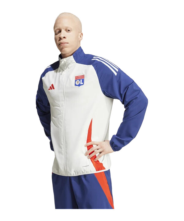 předzápasová bunda adidas olympique lyon 20242025 bílá