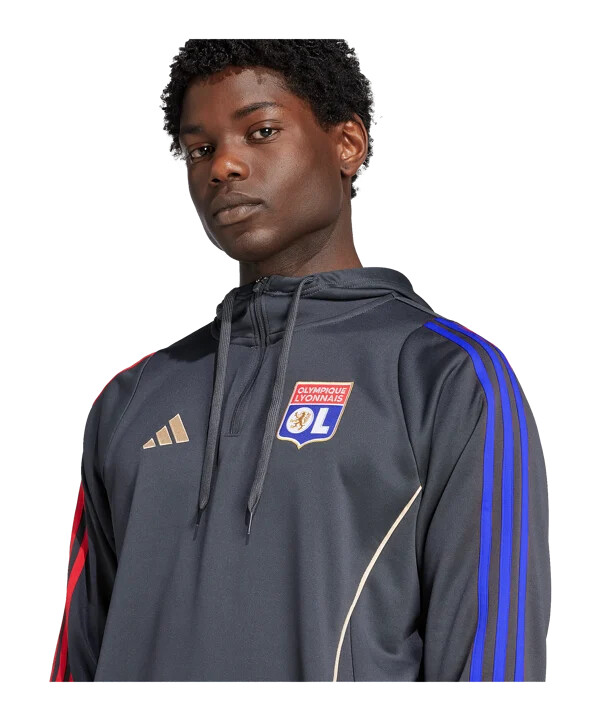 adidas olympique lyon training hoody šedá