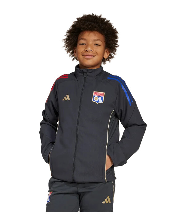 dětská prezentační bunda adidas olympique lyon v šedé barvě