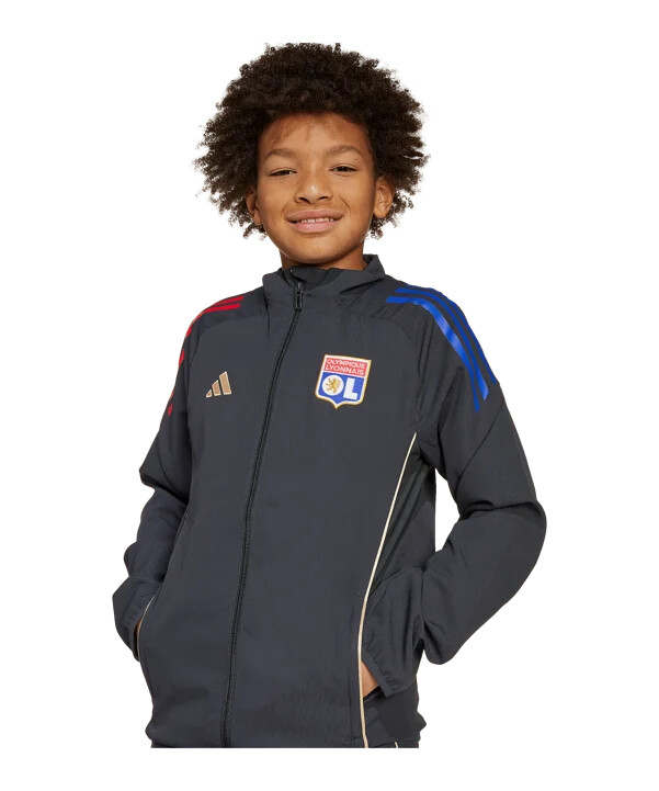 dětská prezentační bunda adidas olympique lyon v šedé barvě