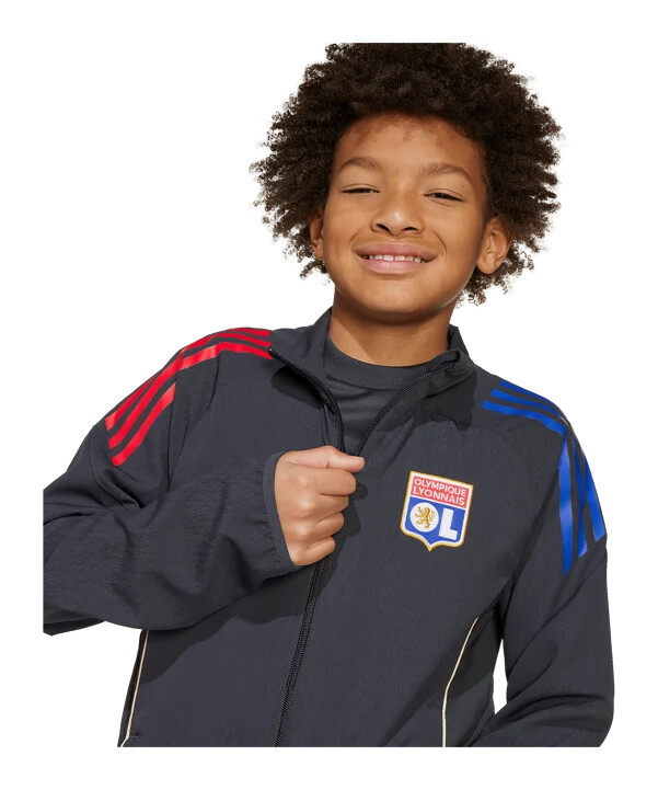 dětská prezentační bunda adidas olympique lyon v šedé barvě