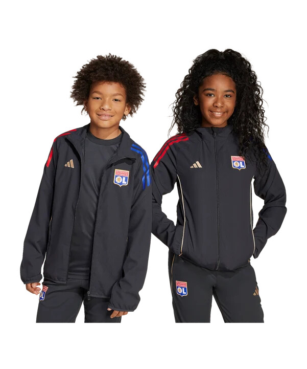 dětská prezentační bunda adidas olympique lyon v šedé barvě