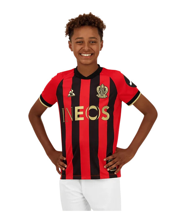 le coq sportif ogc pěkný domácí dres 20242025 dětský červený