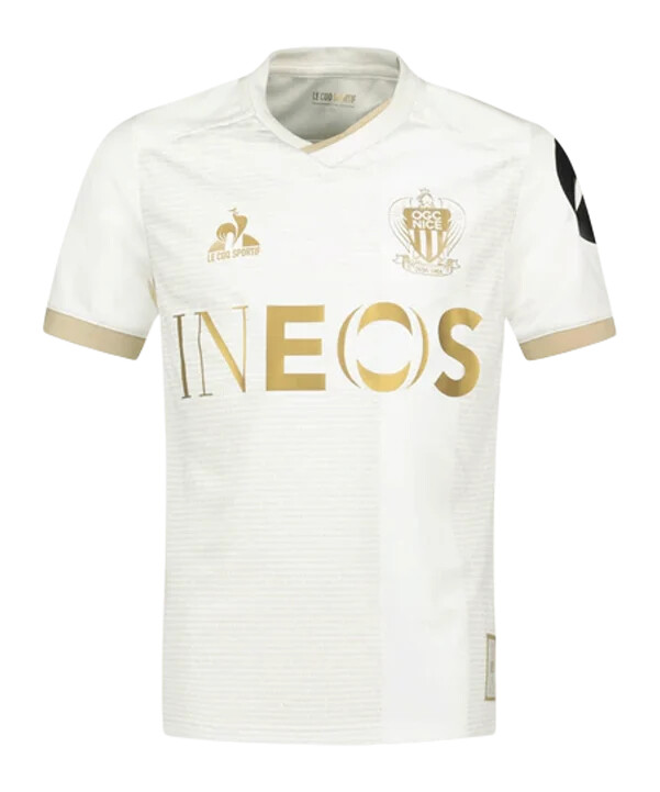 dětský venkovní dres le coq sportif ogc nice 20242025 bílý