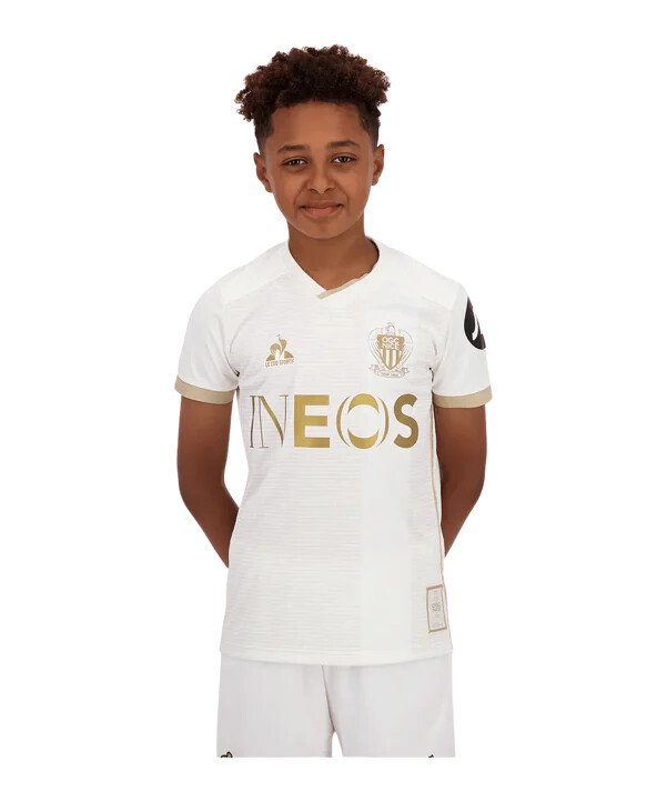 dětský venkovní dres le coq sportif ogc nice 20242025 bílý