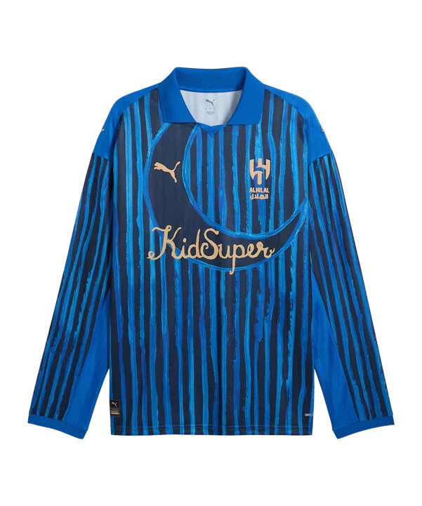 puma al hilal kidsuper retro tričko s dlouhým rukávem modré f14