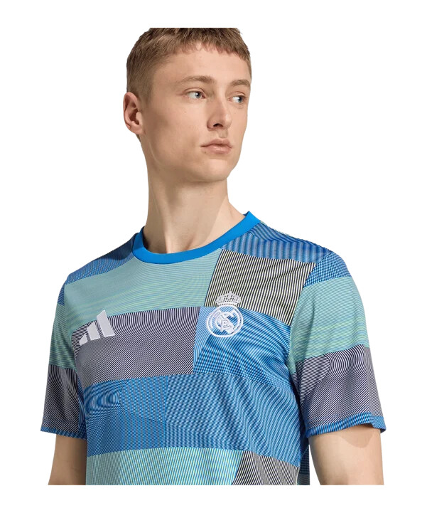 adidas real madrid předzápasové tričko 20252026 modré