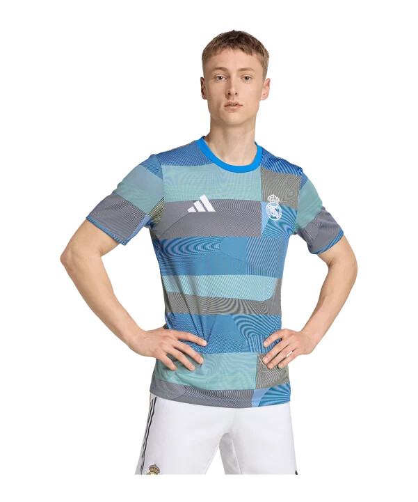 adidas real madrid předzápasové tričko 20252026 modré