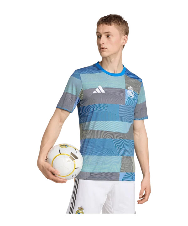 adidas real madrid předzápasové tričko 20252026 modré