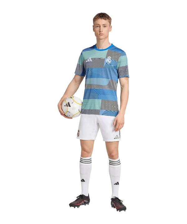 adidas real madrid předzápasové tričko 20252026 modré