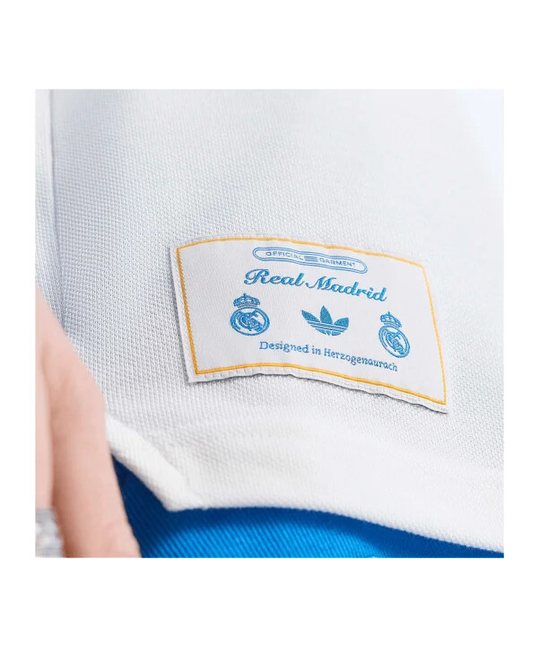 adidas real madrid icon polo tričko s dlouhým rukávem bílé
