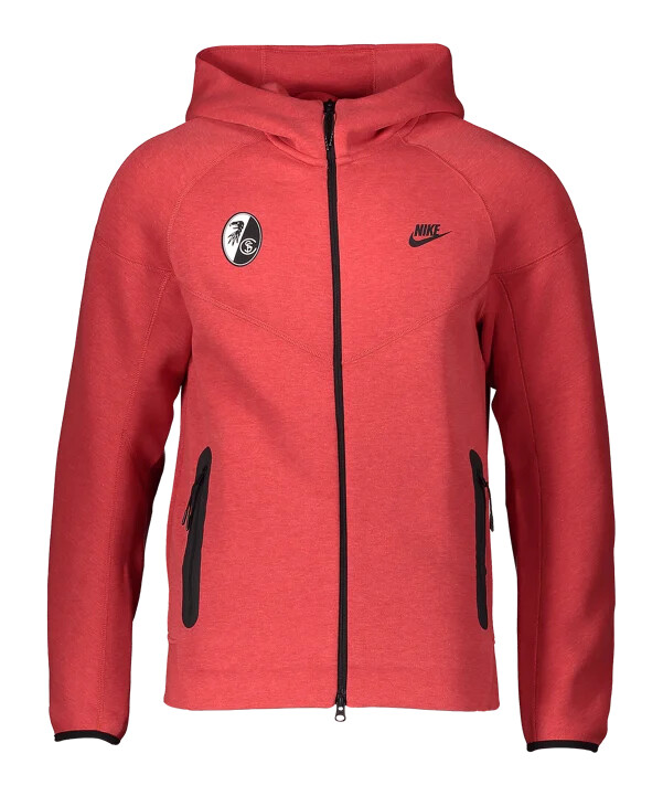 mikina s kapucí nike sc freiburg tech fleece červená f672